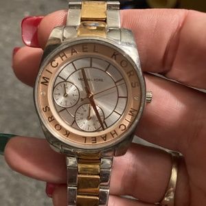 Michael Kors Silver & Rose Gold Watch